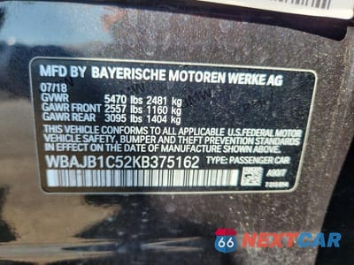 Zdjęcie 12 z 12 samochodu: 2019 BMW 530XE VIN:WBAJB1C52KB375162 - miniatura