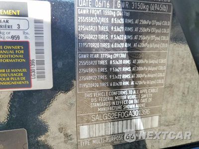 Zdjęcie 13 z 13 samochodu: 2016 LAND ROVER RANGE ROVER SUPERCHARGED VIN:SALGS2EF0GA301396 - miniatura