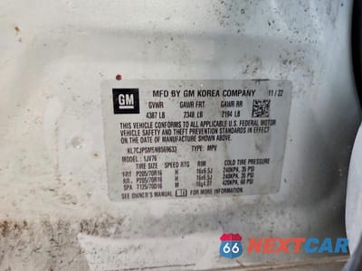 Zdjęcie 13 z 13 samochodu: 2022 CHEVROLET TRAX 1LT VIN:KL7CJPSM5NB569633 - miniatura