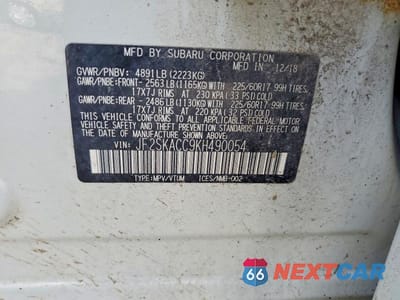 Zdjęcie 13 z 13 samochodu: 2019 SUBARU FORESTER VIN:JF2SKACC9KH490054 - miniatura