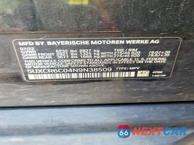 Zdjęcie 13 z 13 samochodu: 2022 BMW X5 XDRIVE40I VIN:5UXCR6C04N9N38509 - miniatura