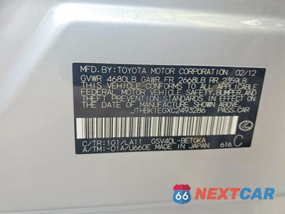 Zdjęcie 12 z 12 samochodu: 2012 LEXUS ES 350 VIN:JTHBK1EGXC2493286 - miniatura