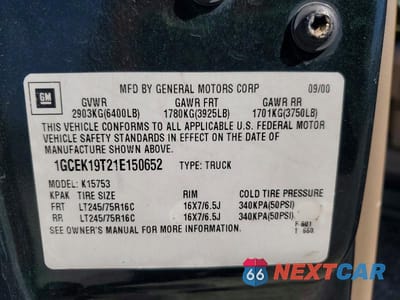 Zdjęcie 13 z 13 samochodu: 2001 CHEVROLET SILVERADO K1500 VIN:1GCEK19T21E150652 - miniatura
