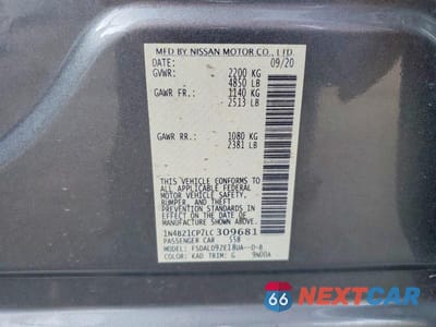Zdjęcie 12 z 12 samochodu: 2020 NISSAN LEAF SV PLUS VIN:1N4BZ1CP7LC309681 - miniatura
