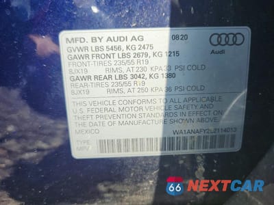 Zdjęcie 13 z 13 samochodu: 2020 AUDI Q5 PREMIUM VIN:WA1ANAFY2L2114013 - miniatura