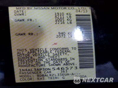 Zdjęcie 12 z 12 samochodu: 2013 NISSAN ALTIMA 2.5 VIN:1N4AL3AP3DN546573 - miniatura
