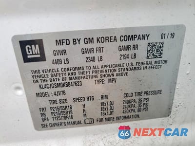 Zdjęcie 13 z 13 samochodu: 2019 BUICK ENCORE ESSENCE VIN:KL4CJGSM0KB847623 - miniatura