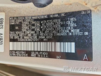 Zdjęcie 13 z 13 samochodu: 2008 TOYOTA SIENNA CE 7-PASSENGER VIN:5TDZK23C38S213701 - miniatura