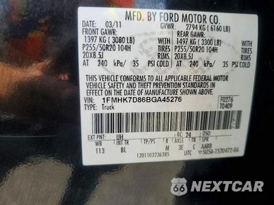 Zdjęcie 14 z 14 samochodu: 2011 FORD EXPLORER XLT VIN:1FMHK7D86BGA45276 - miniatura