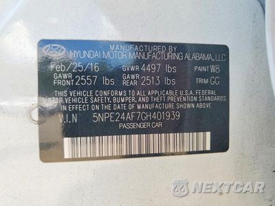 Zdjęcie 12 z 12 samochodu: 2016 HYUNDAI SONATA SE VIN:5NPE24AF7GH401939 - miniatura