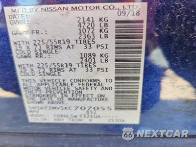 Zdjęcie 14 z 14 samochodu: 2019 NISSAN ROGUE SL VIN:5N1AT2MV5KC707055 - miniatura