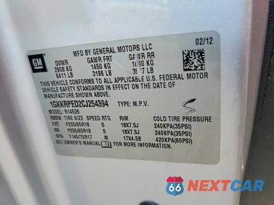 Zdjęcie 13 z 13 samochodu: 2012 GMC ACADIA SLE VIN:1GKKRPED2CJ254394 - miniatura
