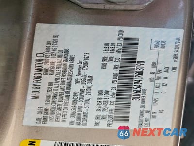Zdjęcie 12 z 12 samochodu: 2020 LINCOLN MKZ VIN:3LN6L5A94LR603190 - miniatura
