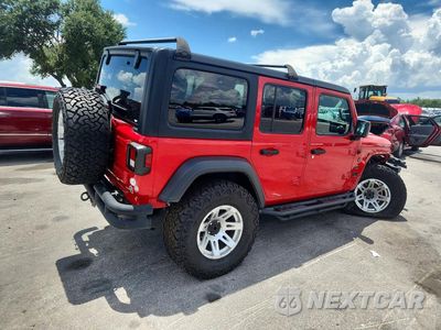 Trzecie zdjęcie samochodu z tyłu: 2020 JEEP WRANGLER UNLIMITED SPORT VIN:1C4HJXDG1LW185404 - miniatura