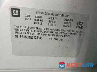 Zdjęcie 12 z 12 samochodu: 2014 CHEVROLET CRUZE LS VIN:1G1PA5SG1E7176940 - miniatura
