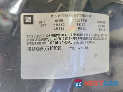 Zdjęcie 12 z 12 samochodu: 2008 CHEVROLET COBALT VIN:1G1AK58F587163890 - miniatura