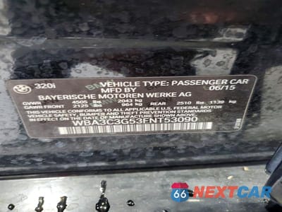 Zdjęcie 12 z 12 samochodu: 2015 BMW 320 I XDRIVE VIN:WBA3C3G53FNT53090 - miniatura