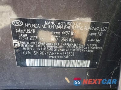Zdjęcie 12 z 12 samochodu: 2017 HYUNDAI SONATA SE VIN:5NPE24AF3HH572351 - miniatura