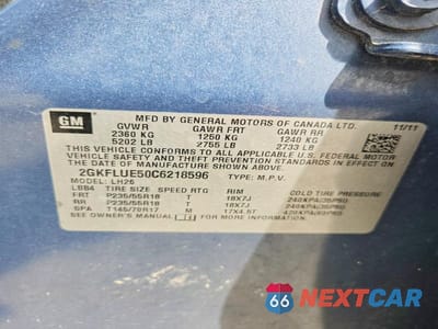 Zdjęcie 13 z 13 samochodu: 2012 GMC TERRAIN SLT VIN:2GKFLUE50C6218596 - miniatura