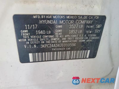 Zdjęcie 12 z 12 samochodu: 2018 HYUNDAI ACCENT SE VIN:3KPC24A34JE010594 - miniatura