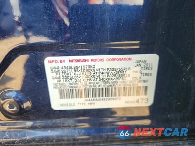 Zdjęcie 12 z 12 samochodu: 2011 MITSUBISHI OUTLANDER SPORT SE VIN:JA4AR4AU4BZ008873 - miniatura