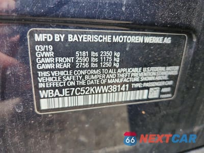 Zdjęcie 12 z 12 samochodu: 2019 BMW 540 XI VIN:WBAJE7C52KWW38141 - miniatura