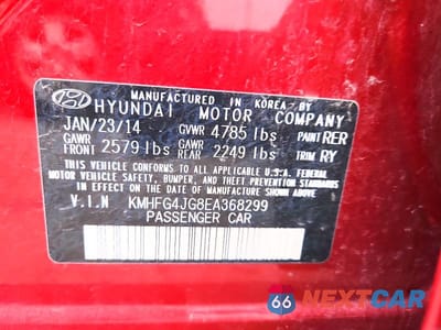 Zdjęcie 12 z 12 samochodu: 2014 HYUNDAI AZERA BASE VIN:KMHFG4JG8EA368299 - miniatura