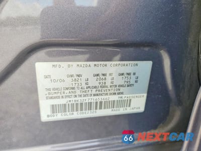 Zdjęcie 12 z 12 samochodu: 2007 MAZDA 3 I VIN:JM1BK32F771653662 - miniatura