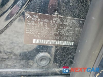 Zdjęcie 13 z 13 samochodu: 2012 BMW 750 XI VIN:WBAKC6C56CC395747 - miniatura