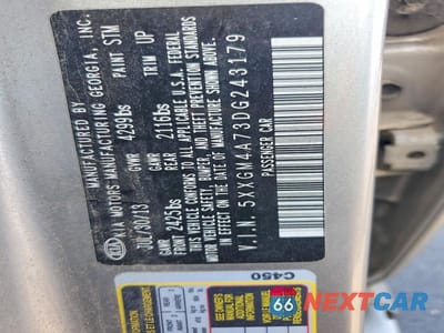 Zdjęcie 12 z 12 samochodu: 2013 KIA OPTIMA LX VIN:5XXGM4A73DG243179 - miniatura