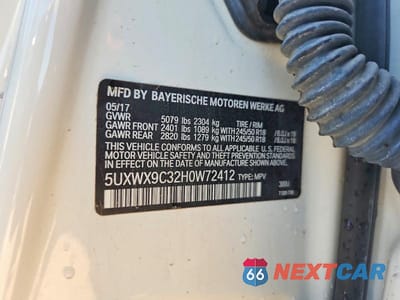 Zdjęcie 13 z 13 samochodu: 2017 BMW X3 XDRIVE28I VIN:5UXWX9C32H0W72412 - miniatura