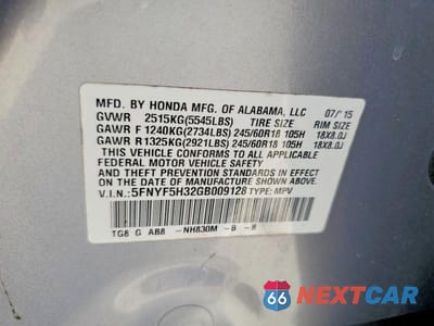 Zdjęcie 14 z 14 samochodu: 2016 HONDA PILOT EX VIN:5FNYF5H32GB009128 - miniatura