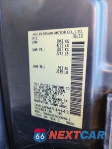 Zdjęcie 12 z 12 samochodu: 2010 NISSAN ALTIMA 2.5 VIN:1N4AL2APXAN534443 - miniatura