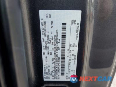 Zdjęcie 12 z 12 samochodu: 2019 FORD F150 SUPER CAB VIN:1FTEX1EP6KKF24323 - miniatura