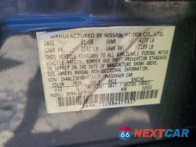 Zdjęcie 12 z 12 samochodu: 2008 NISSAN ALTIMA 2.5 VIN:1N4AL21E98N473417 - miniatura