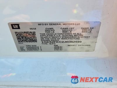 Zdjęcie 13 z 13 samochodu: 2018 GMC YUKON XL K1500 SLE VIN:1GKS2FKC2JR362989 - miniatura