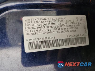 Zdjęcie 13 z 13 samochodu: 2012 VOLKSWAGEN CC SPORT VIN:WVWMP7AN4CE512545 - miniatura