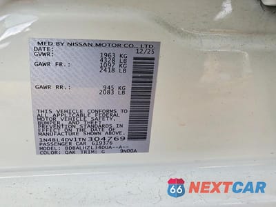 Zdjęcie 12 z 12 samochodu: 2026 NISSAN ALTIMA SV VIN:1N4BL4DV1TN304769 - miniatura