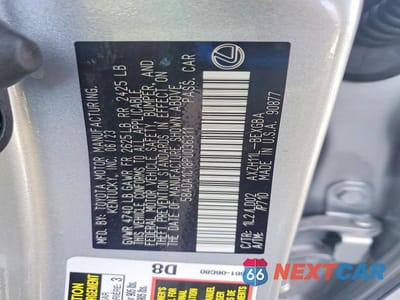 Zdjęcie 12 z 12 samochodu: 2023 LEXUS ES 300H BASE VIN:58ADA1C18PU036311 - miniatura