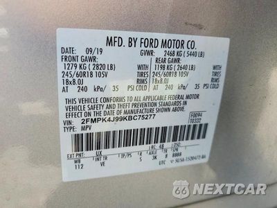 Zdjęcie 13 z 13 samochodu: 2019 FORD EDGE SEL VIN:2FMPK4J99KBC75277 - miniatura