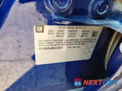 Zdjęcie 12 z 12 samochodu: 2013 CHEVROLET VOLT VIN:1G1RD6E44DU147973 - miniatura