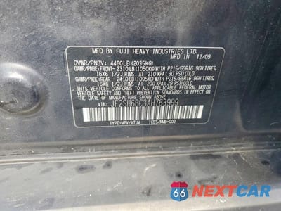 Zdjęcie 13 z 13 samochodu: 2010 SUBARU FORESTER XS VIN:JF2SH6BC3AH763999 - miniatura