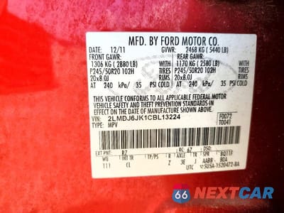 Zdjęcie 14 z 14 samochodu: 2012 LINCOLN MKX VIN:2LMDJ6JK1CBL13224 - miniatura