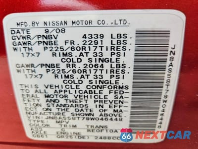 Zdjęcie 13 z 13 samochodu: 2009 NISSAN ROGUE S VIN:JN8AS58T79W046448 - miniatura