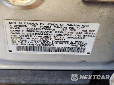 Zdjęcie 13 z 13 samochodu: 2006 HONDA PILOT EX VIN:2HKYF18486H515578 - miniatura