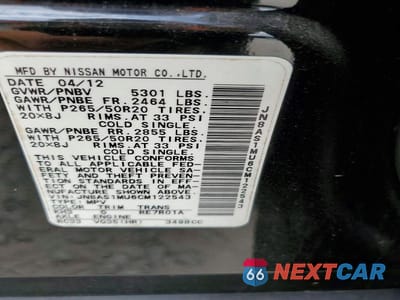 Zdjęcie 13 z 13 samochodu: 2012 INFINITI FX35 BASE VIN:JN8AS1MU6CM122543 - miniatura