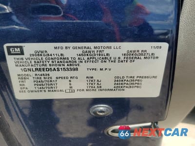 Zdjęcie 13 z 13 samochodu: 2010 CHEVROLET TRAVERSE LS VIN:1GNLREED5AS153398 - miniatura
