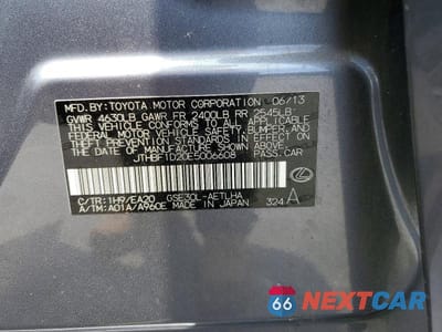 Zdjęcie 12 z 12 samochodu: 2014 LEXUS IS 250 VIN:JTHBF1D20E5006608 - miniatura