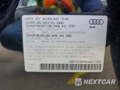 Zdjęcie 13 z 13 samochodu: 2017 AUDI Q5 PREMIUM VIN:WA1C2AFPXHA071899 - miniatura