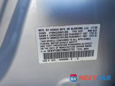 Zdjęcie 12 z 12 samochodu: 2009 HONDA PILOT EXL VIN:5FNYF38579B022725 - miniatura